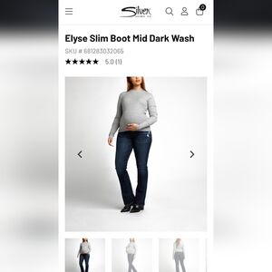 Silver Maternity Jeans Elyse Slim Boot Cut Dark Wash